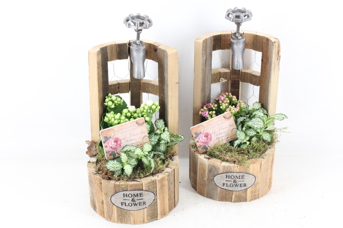 <h4>arr2 TD - Hout waterput bruin - roze/wit</h4>