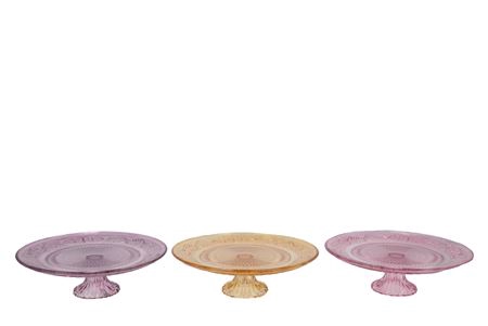 <h4>Dayah Pastel Mix Glass Plate On Foot 25x9cm Ass P/</h4>
