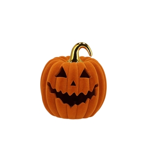 Autumn Flock Scottish Spice Pumpkin Face Led 15x15x17cm
