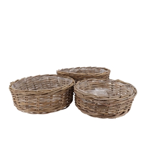 Rattan Ivy Basket Round Low S/3 35/40/45 H13/14/15