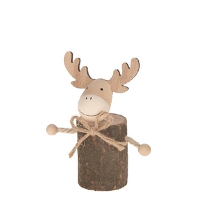 Kerst naturel Rendier wood d05*12.5cm