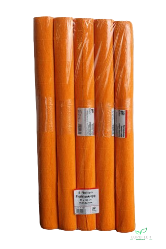 FLORISTENCREPE 50CM*2,5M MANDARINE 5 ROLLEN
