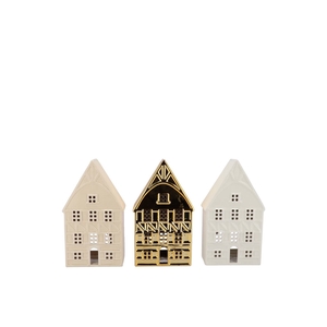 Jolie Cozy Gold House T-light Ass 15x8x26cm