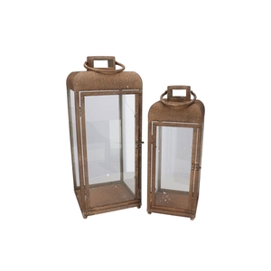 Kaya Bronze Lantern Metal S/2 23x23x58/18x18x48cm