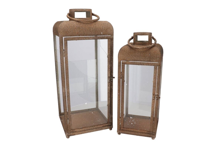 <h4>Kaya Bronze Lantern Metal S/2 23x23x58/18x18x48cm</h4>