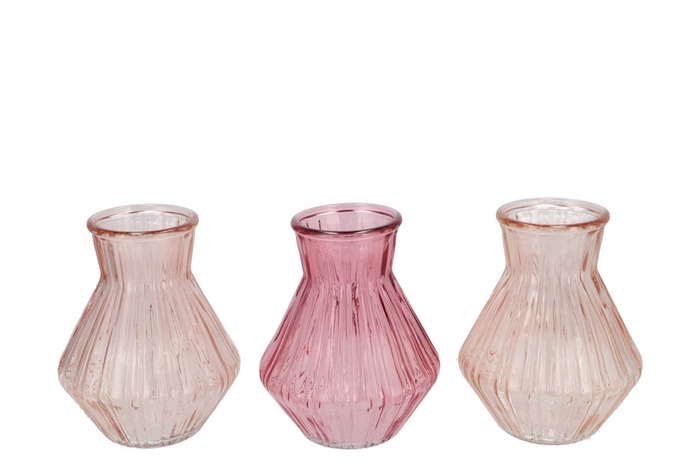 <h4>Roman Sweets Pink Clear Mix Diamond Glass Vase Ass 15x21cm</h4>