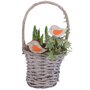 Bulbs Arr. Narcis Willow Handle Basket Grey Ø18cm