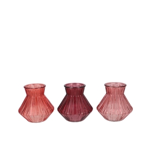 Roman Red Clear Mix Diamond Glass Vase Ass 13x13cm