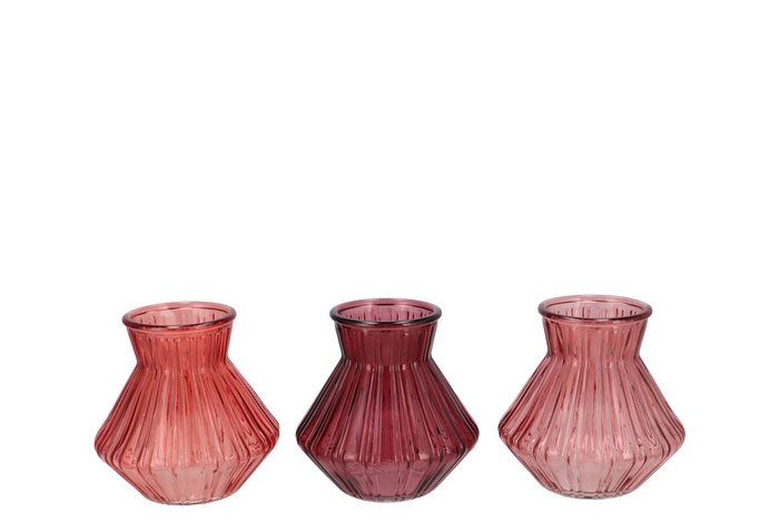 <h4>Roman Red Clear Mix Diamond Glass Vase Ass 13x13cm</h4>