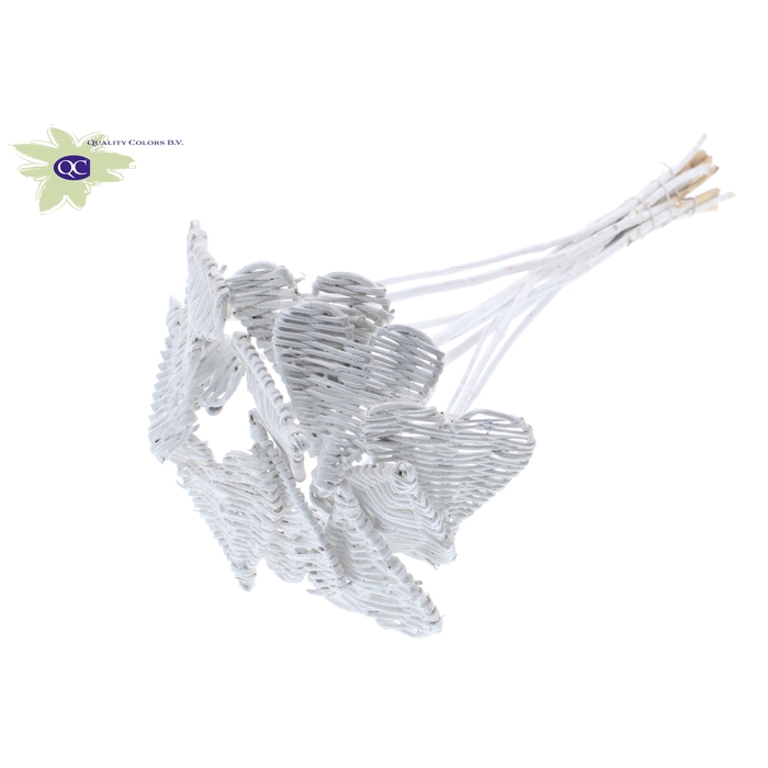 <h4>Lata Heart 8cm on stem Hat type Covered White</h4>