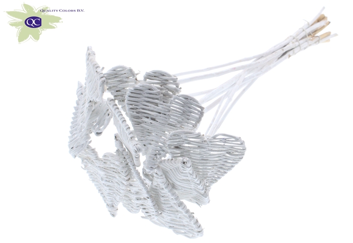 Lata Heart 8cm on stem Hat type Covered White