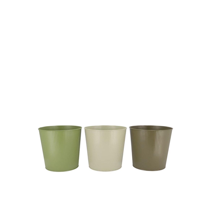 <h4>Zinc Summer Green Mix Bucket Striped Ass 13x12x9cm</h4>