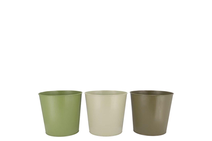 <h4>Zinc Summer Green Mix Bucket Striped Ass 13x12x9cm</h4>