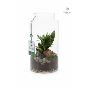 Glazen vaas met arrangement