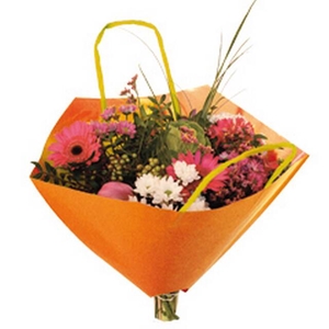 Hoes 35x35cm boekettas Bro-lux Fond oranje +hengsel 400/ds