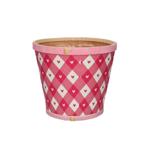 Promo Wood Chequered pot d17*15cm