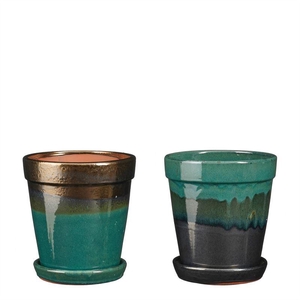 Madrid pot goud/turq h24xd22cm.