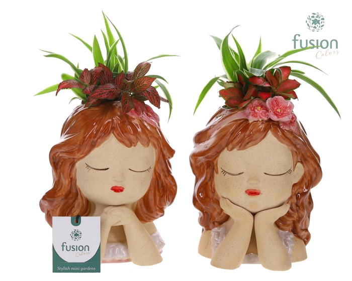 <h4>Keramiek meisjes pot met Arrangement</h4>