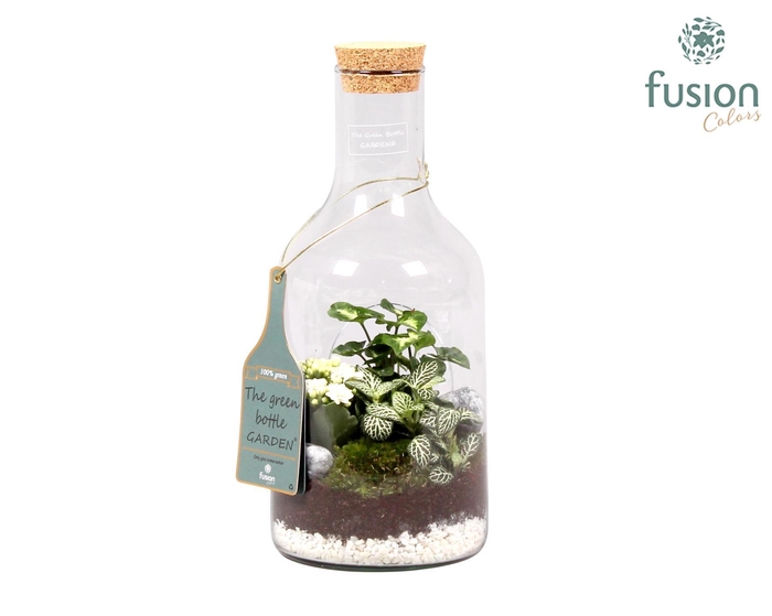 <h4>Green Bottle Fles Small met Arrangement</h4>