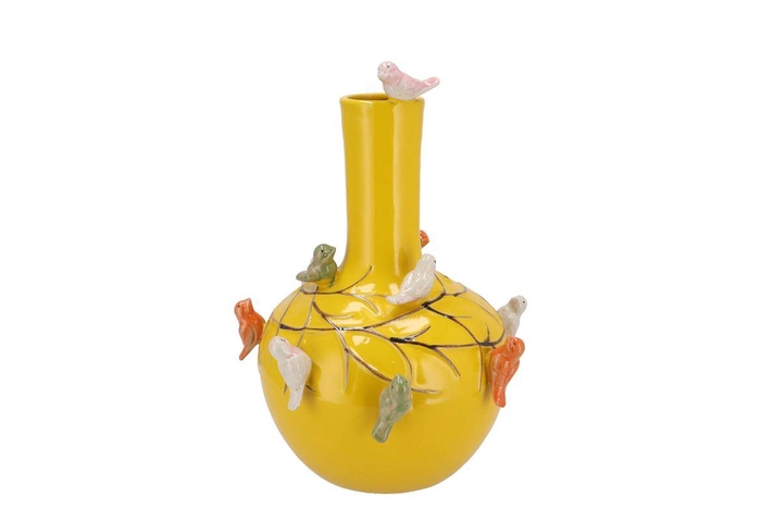 <h4>Bird Yellow Vase Tube 20x25cm Nm</h4>