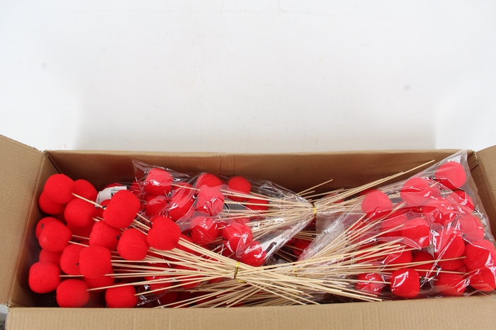 <h4>Stick Apple Flock Ø6cm Red</h4>