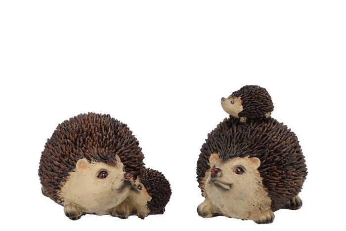 Hedgehog Poly With Child Ass Per 1 10x7x8cm