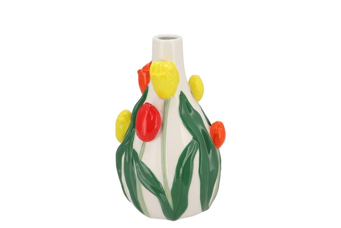 Isa Dutch Orange/yellow/red Mix Vase Neck Tulip 14x13x22 Nm
