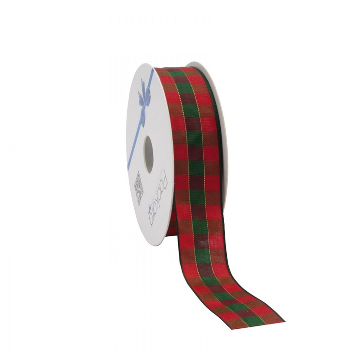 <h4>Christmas Ribbon Xmas Chequered 25mm 15m</h4>