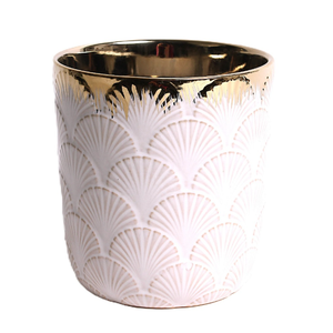Ceramic orchidpot white/gold ES12