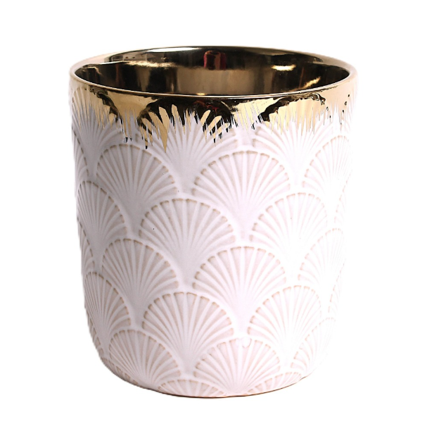 <h4>Ceramic orchidpot white/gold ES12</h4>