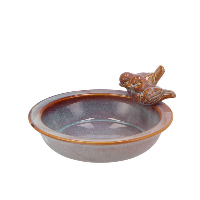 <h4>Iron Stone Bird Bowl Glazed Pink 23x5cm Nm</h4>
