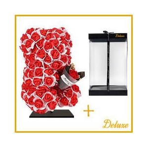 Valentine Foam bear/bouquet 25cm+stand.