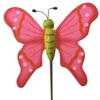 Pick Butterfly flying wood 7x8cm+50cm stick pink