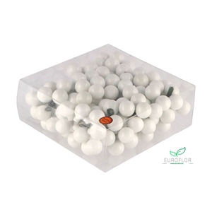 KERSTBAL GLASS 25MM ON WIRE 144PCS SHINY WHITE
