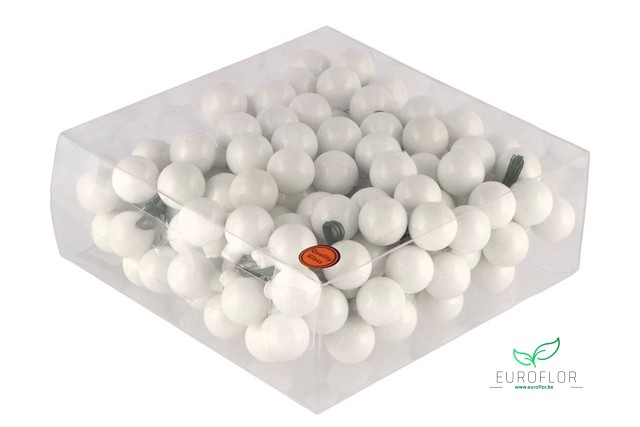 KERSTBAL GLASS 25MM ON WIRE 144PCS SHINY WHITE
