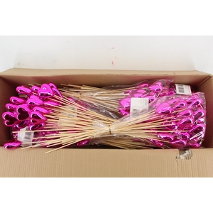 Stick Heart Metal. Fuchsia 6cm