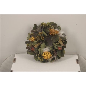 Wreath Spring Berry Feather 15cm