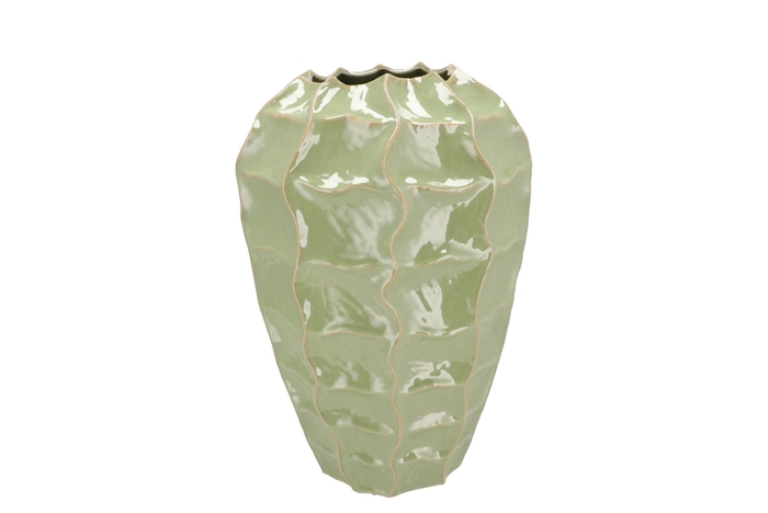 Lima Pistache Vase Long Carve 26x26x37cm