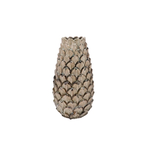 Mika Nordic Green Vase Long Pinecone Edge 16x35cm