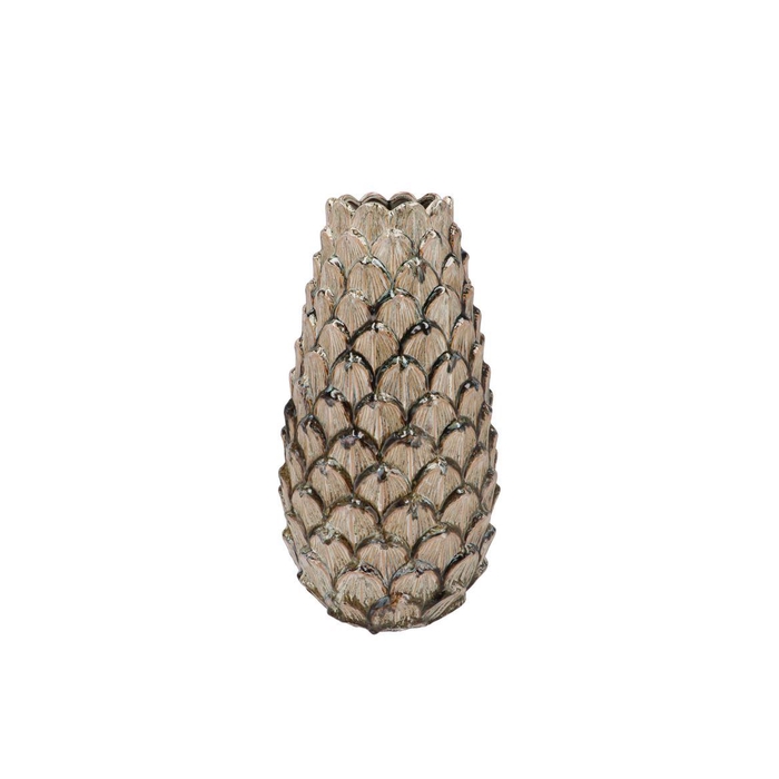 <h4>Mika Nordic Green Vase Long Pinecone Edge 16x35cm</h4>