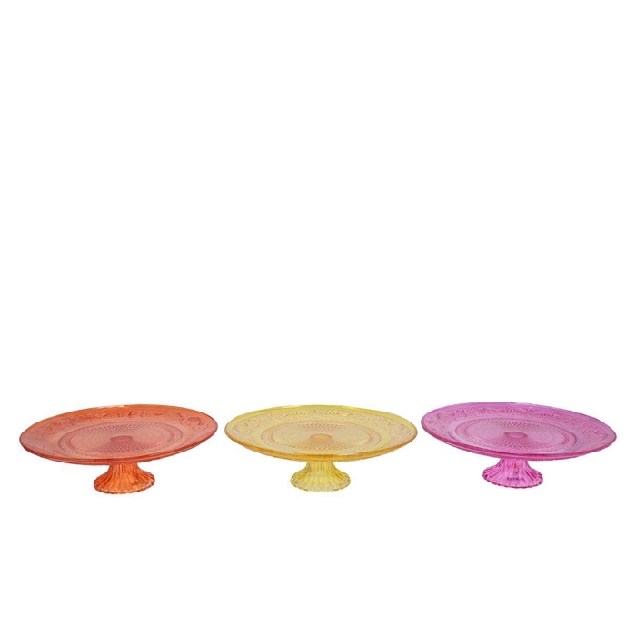 <h4>Dayah Orange Mix Glass Plate On Foot 25x9cm Ass P/1 Nm</h4>