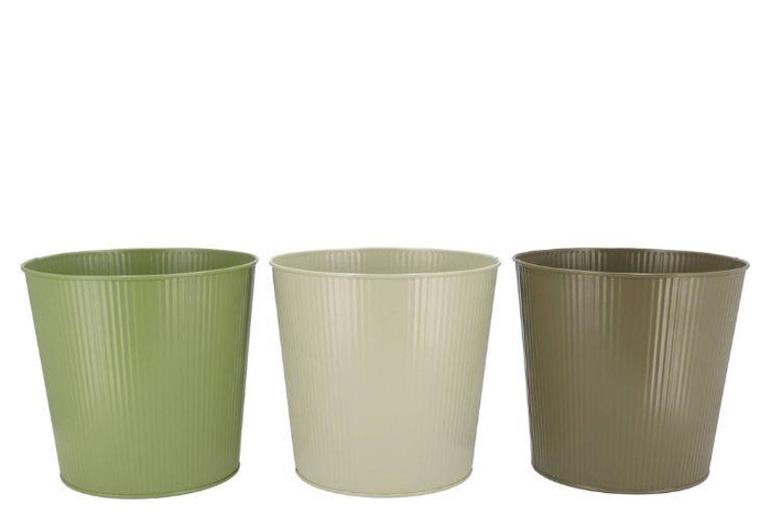 Zinc Summer Green Mix Bucket Striped Ass 22x20x16cm