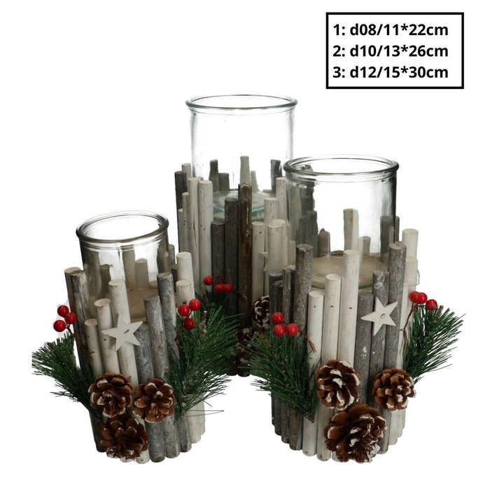 <h4>Promo Glass pot Christm.S/3 d12/15*30cm</h4>