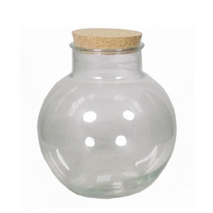 Glass Terrarium Ball vase+cork d13/25*26.5cm
