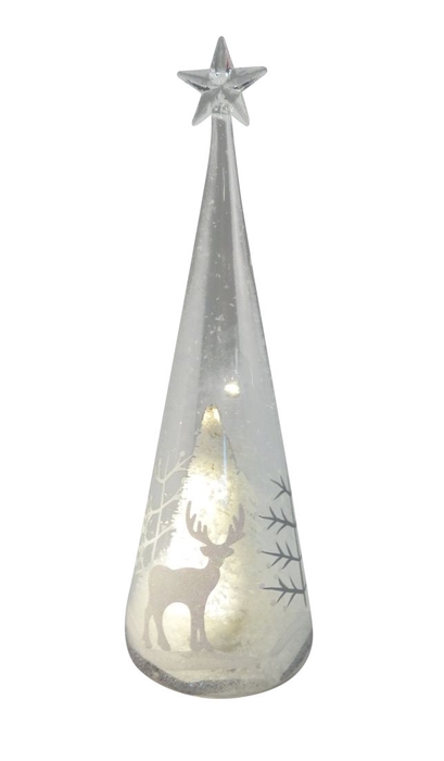 <h4>DF12-GF-15320 - Glass tree top tree/snow 29,5cm led b/o</h4>