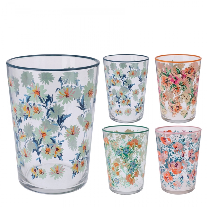 <h4>Homedeco Drinking glass flowers d09*12cm</h4>