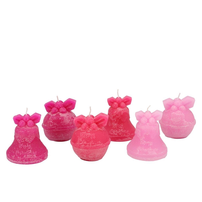 <h4>Candle Frosty X-mas Bell Jolly Pink Mix Ass 7x8cm</h4>