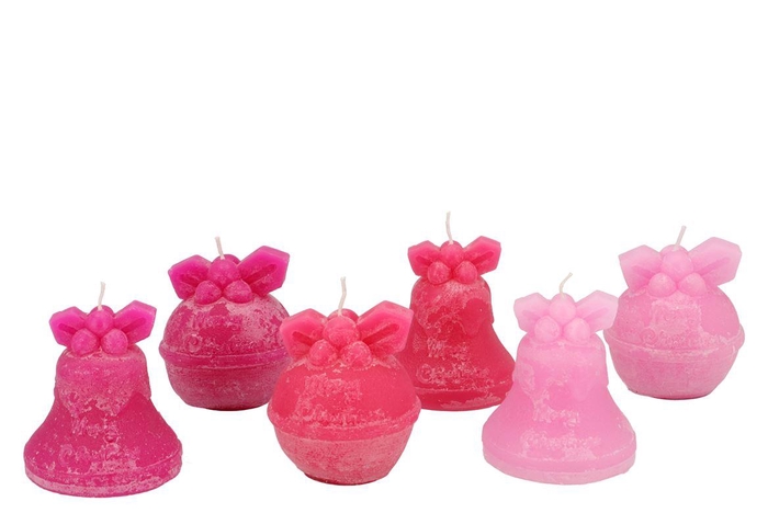 <h4>Candle Frosty X-mas Bell Jolly Pink Mix Ass 7x8cm</h4>