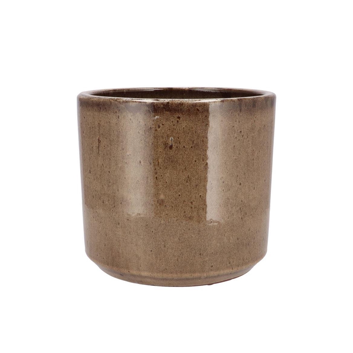 <h4>Javea Cilinder Pot Glazed Taupe 20x18cm</h4>