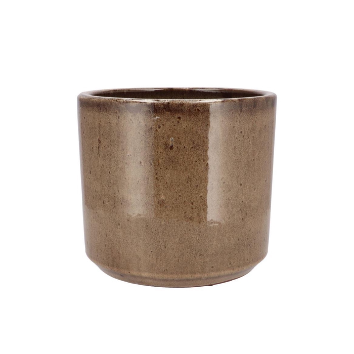 <h4>Javea Cilinder Pot Glazed Taupe 20x18cm</h4>